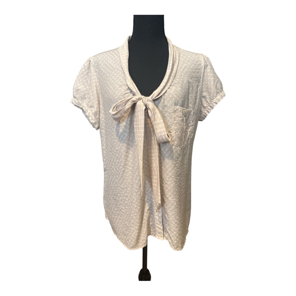 Banana Republic Women's Top Bow Tie Short‎ Sleeve Blouse, Size Large